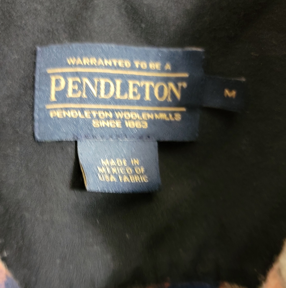 PENDELTON mens long sleeve button down plaid shirt flannel blue size medium - Picture 4 of 10